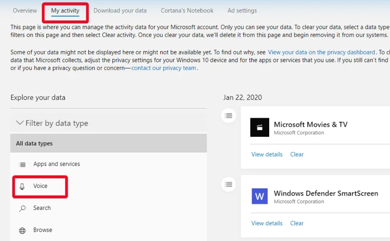 Cómo eliminar grabaciones de Cortana y deshabilitar a Cortana para que no grabe su voz
