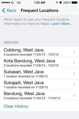 Comment trouver et effacer l'historique des positions sur iPhone