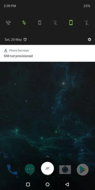 AndroidでSIMがプロビジョニングされていないエラーメッセージ
