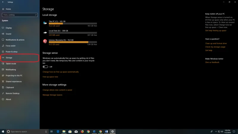 Cómo ver el uso del espacio en disco en Windows 10