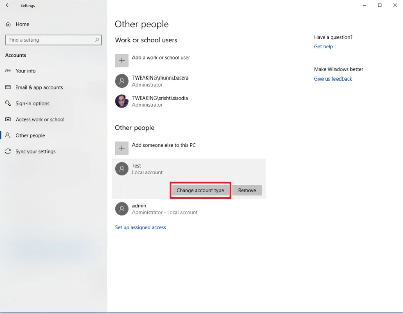Cómo cambiar el tipo de cuenta de usuario en Windows 10
