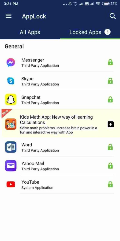 YouTube protégé par App Lock