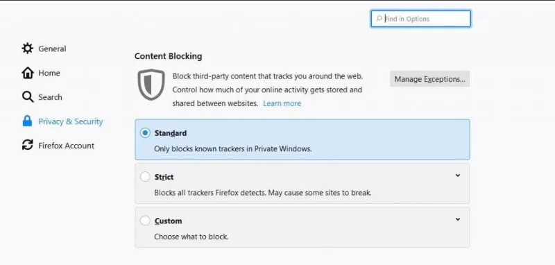Firefoxでトラッカーをブロックする手順