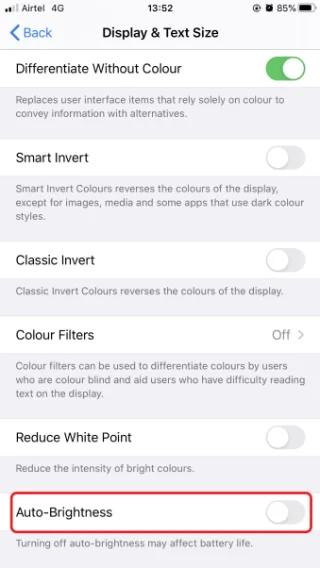 Bagaimana Cara Menonaktifkan Kecerahan Otomatis Di iOS13?