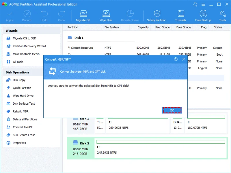 Как преобразовать MBR в GPT без потери данных в Windows 10, 8, 7?