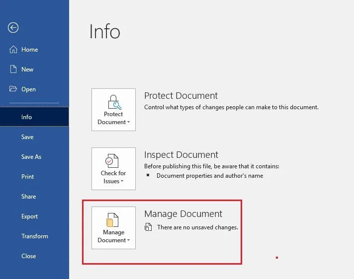 在 Windows 10 上恢復未保存的 Word 文檔的步驟