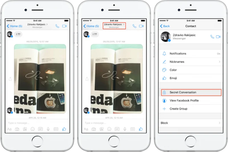 Passer à une conversation secrète sur Facebook Messenger