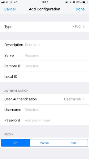 iOS'ta VPN Erişimini Yapılandırma Adımları