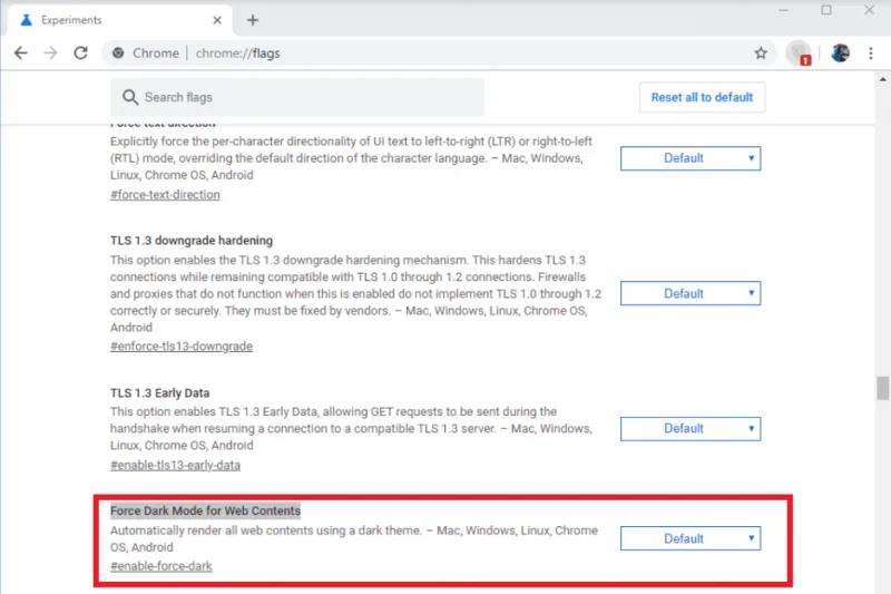¿Cómo convertir todos los sitios web en Google Chrome en modo oscuro?