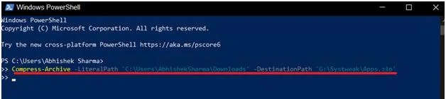 Cómo comprimir / descomprimir archivos usando Powershell en Windows 10