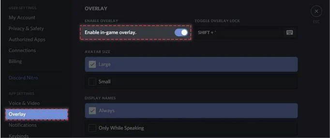 Discord 오버레이 비활성화