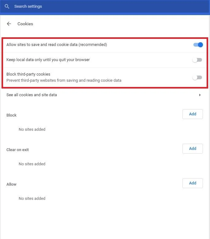 Cómo deshabilitar las cookies en Google Chrome