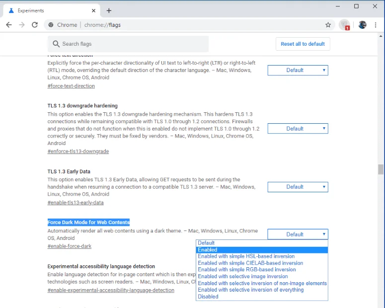 ¿Cómo convertir todos los sitios web en Google Chrome en modo oscuro?