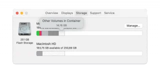 Как удалить другие тома из контейнера на Mac