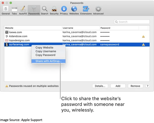 วิธีแชร์รหัสผ่านโดยใช้ AirDrop บน iPhone, iPad และ Mac