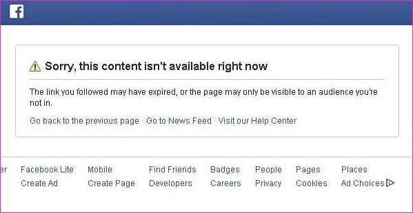 Cách giải quyết lỗi nội dung của Facebook không có sẵn và ý nghĩa của nó