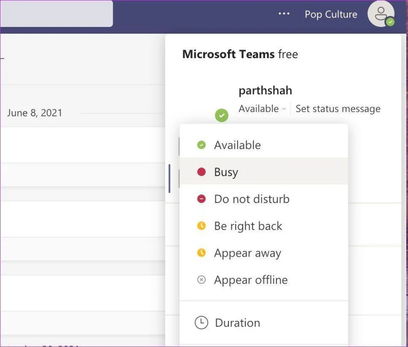 Cách thay đổi trạng thái trong Microsoft Teams