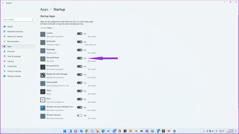 Cách tắt Microsoft Teams trong Windows 11