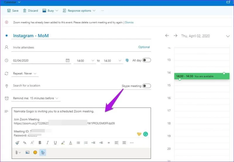 Cách thêm cuộc họp thu phóng vào Lịch Outlook và Lịch Google