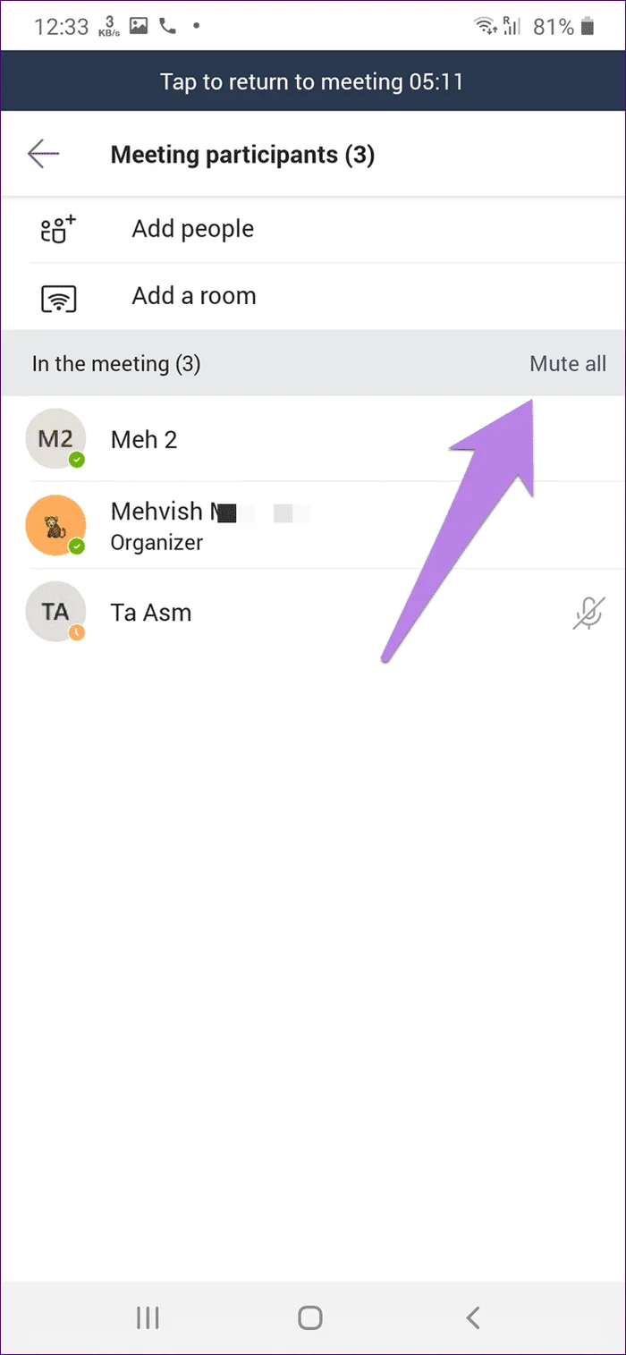 Cách tắt tiếng và bật tiếng người tham gia trong Microsoft Teams