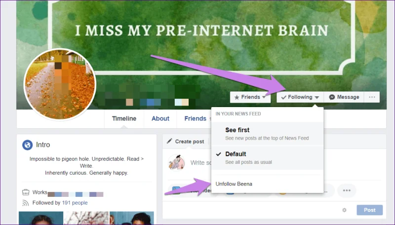 ขั้นตอนเลิกติดตามบน Facebook