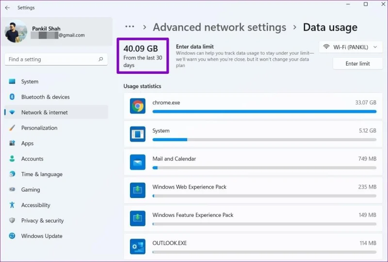 Cách xem và giới hạn việc sử dụng Internet trên Windows 11