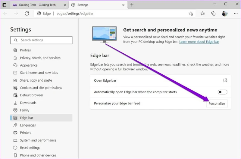Cách sử dụng Edge Bar trong Microsoft Edge trên Windows 11