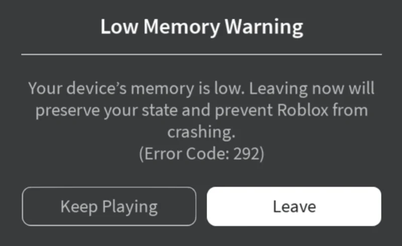 How To Fix Roblox Low Memory Warning (Error Code: 292) on iPhone and iPad How To Fix Roblox Low Memory Warning (Error Code: 292) on iPhone and iPad