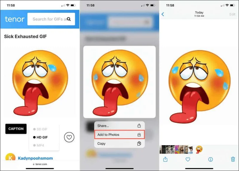 애니메이션 GIF를 모바일 및 컴퓨터에 저장하는 방법