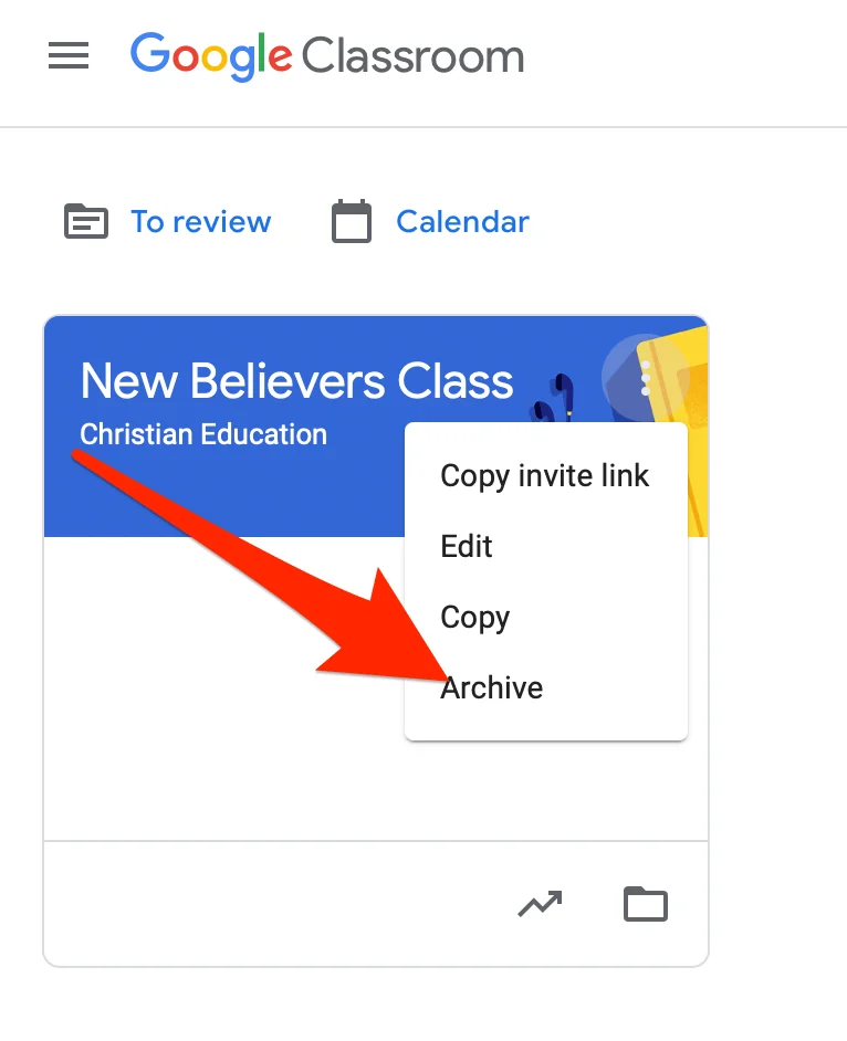 Cara Mengarkib atau Memadam Bilik Darjah Google