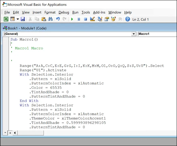 Cara Merakam Makro dalam Excel