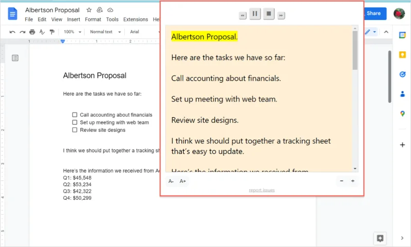 如何讓 Google Docs 大聲朗讀文檔