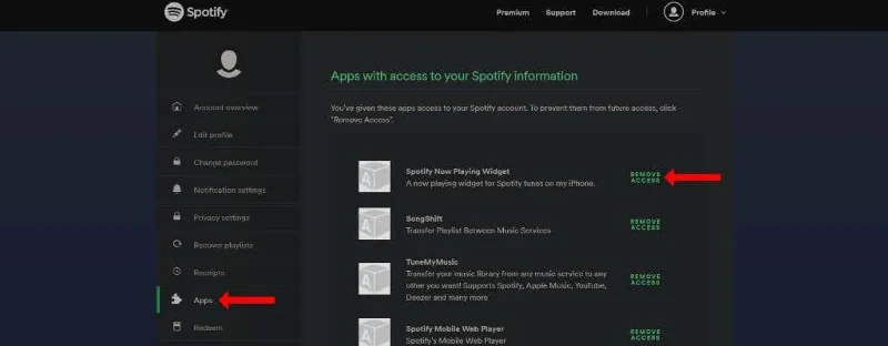 Gestion des applications Spotify