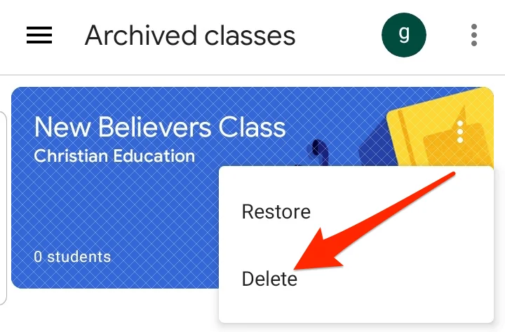 Cara Mengarkib atau Memadam Bilik Darjah Google