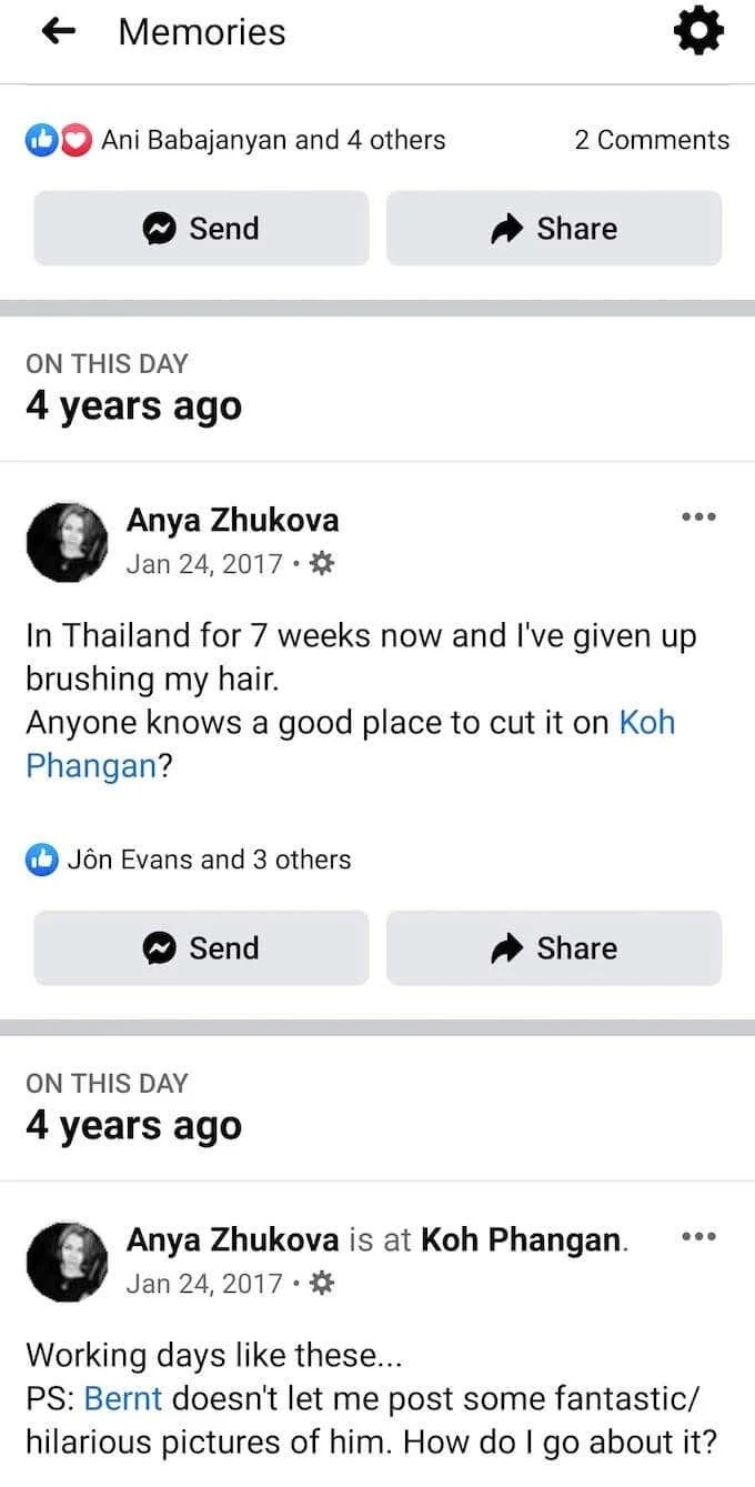 Facebook에서 추억을 찾는 방법