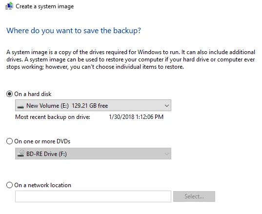 Ghid OTT pentru copii de rezervă, imagini de sistem și recuperare în Windows 10