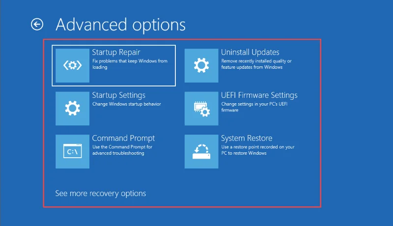 Cum să pornești în Windows 11/10 Opțiuni de recuperare a sistemului