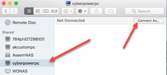 Maak verbinding met gedeelde map op Windows 10 vanuit Mac OS X