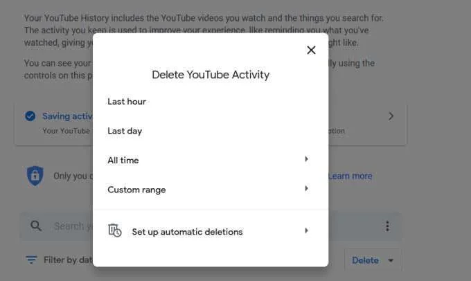 Cara Memadamkan Sejarah dan Aktiviti Carian YouTube