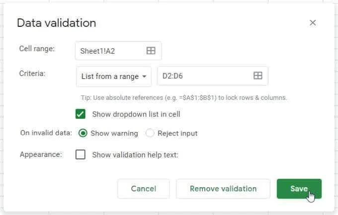 Cum să utilizați listele derulante Google Sheets