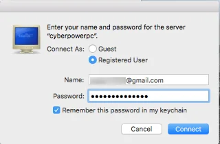 Maak verbinding met gedeelde map op Windows 10 vanuit Mac OS X