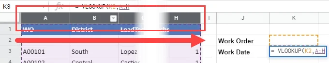 Cum să utilizați VLOOKUP în Foi de calcul Google