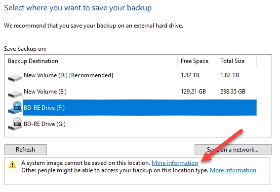 Ghid OTT pentru copii de rezervă, imagini de sistem și recuperare în Windows 10