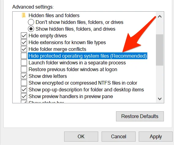 Configuración de archivos del sistema
