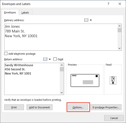 Cara Mencetak pada Sampul Surat dalam Microsoft Word