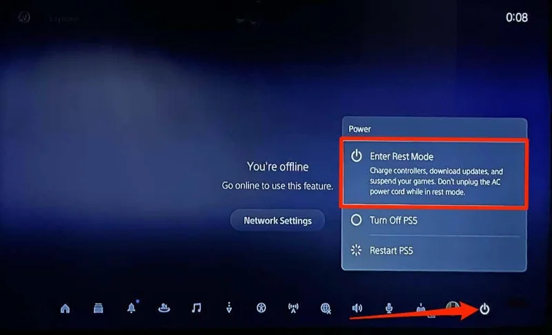 Activer le mode repos PS5