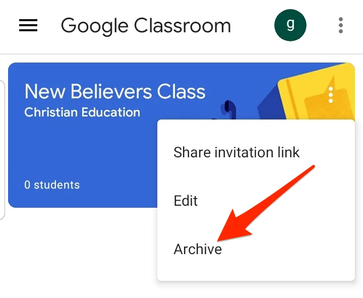Cara Mengarkib atau Memadam Bilik Darjah Google