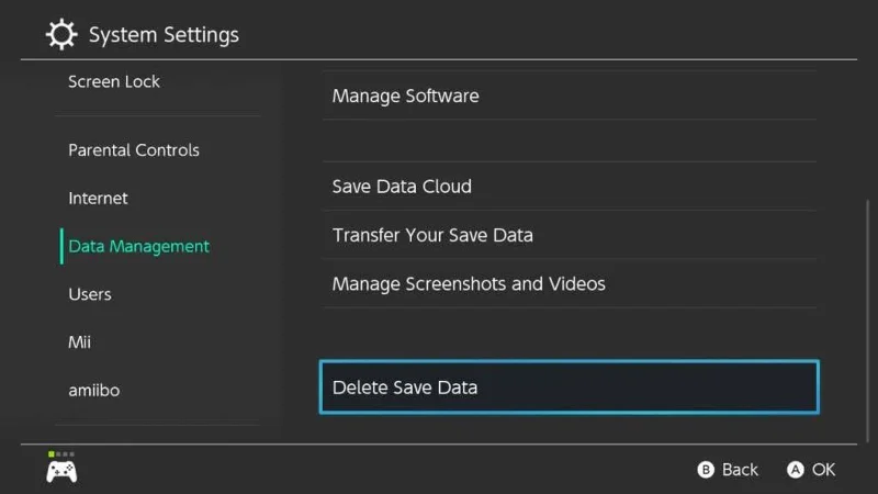 Comment supprimer les données de sauvegarde du jeu sur Nintendo Switch