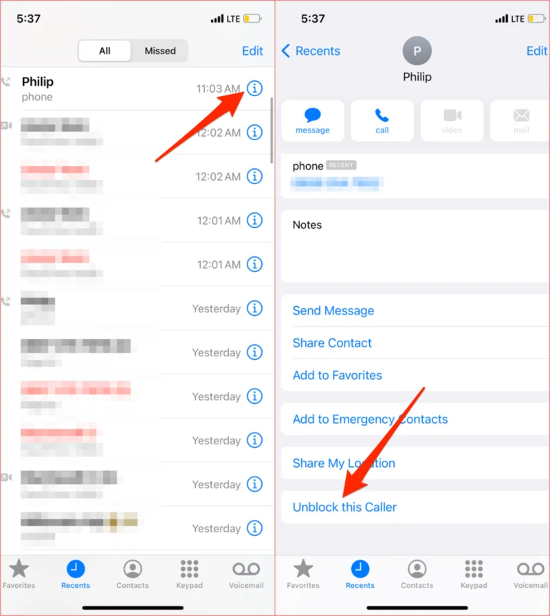 Nyahsekat Pemanggil pada iPhone
