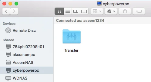Maak verbinding met gedeelde map op Windows 10 vanuit Mac OS X